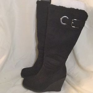 SODA-black wedge boots 👢